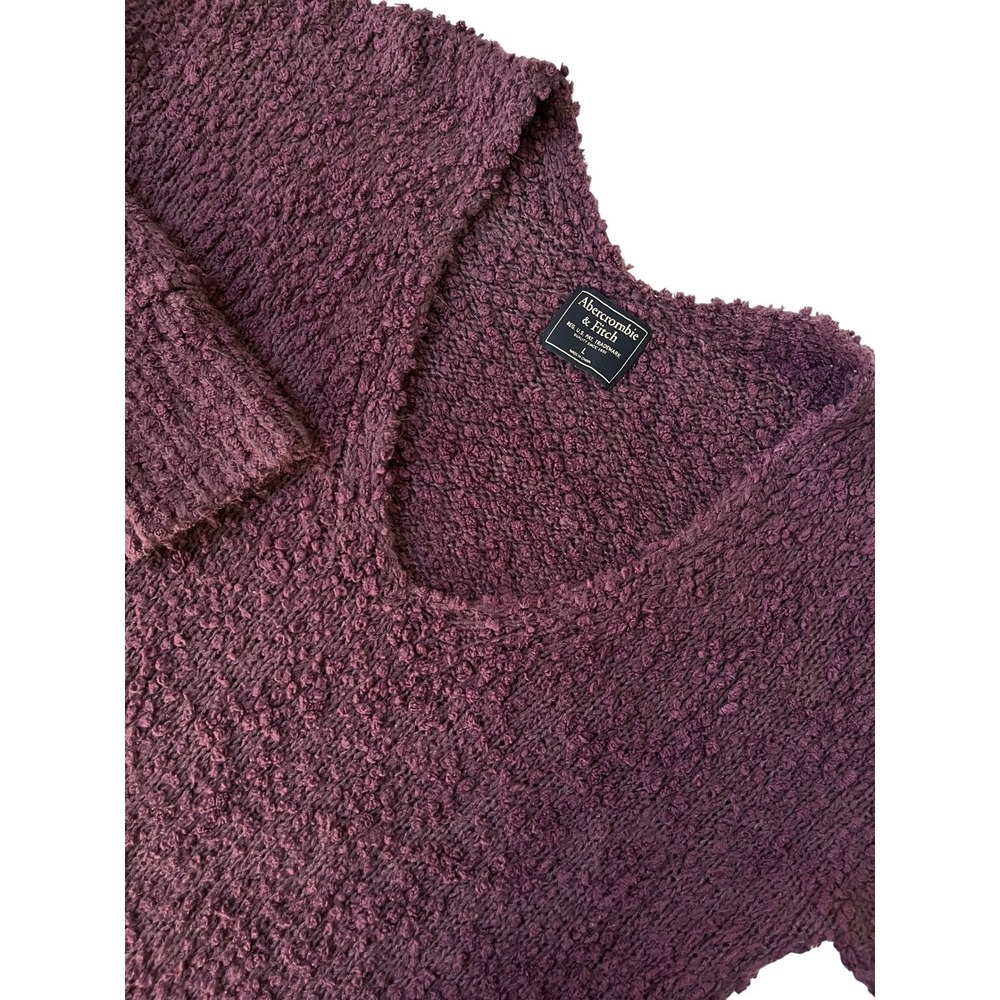 Abercrombie Fitch Textured Deep V Neck Pullover Sweater‎ Plum Size L